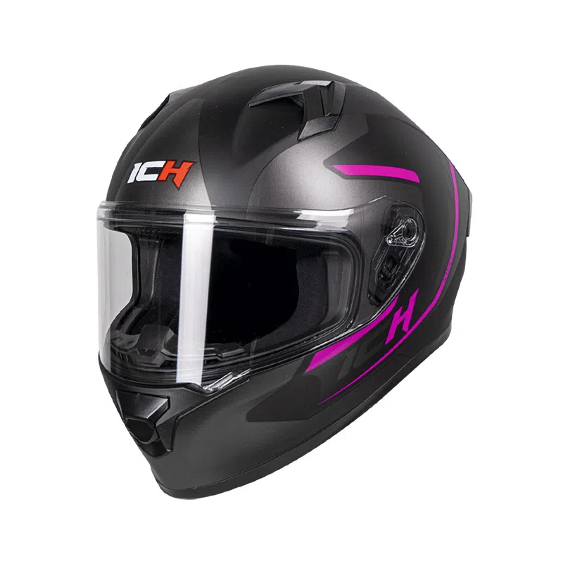 Casco ICH Integral Mate 503 Blades Negro Rosado/Fucsia Visor
